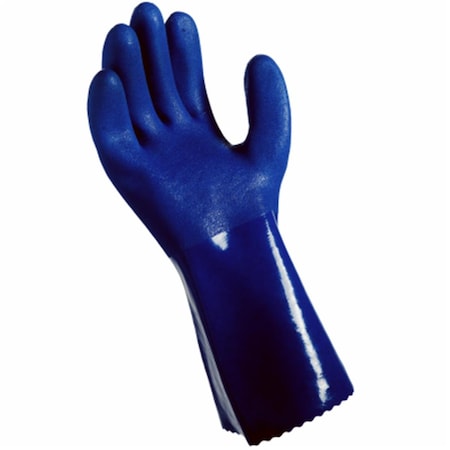 Grace Mens Large Grease Monkey Blue Long Cuff PVC Chemical Gloves GR830550